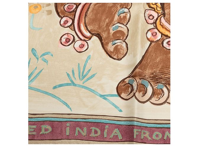 Foulard di seta Hermès Brown Beloved India 90 - vista 6