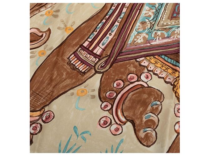 Foulard di seta Hermès Brown Beloved India 90 - vista 7