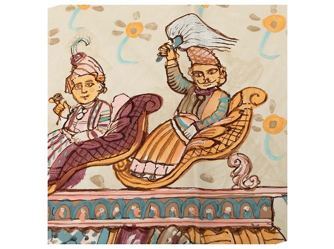 Foulard di seta Hermès Brown Beloved India 90 - vista 8