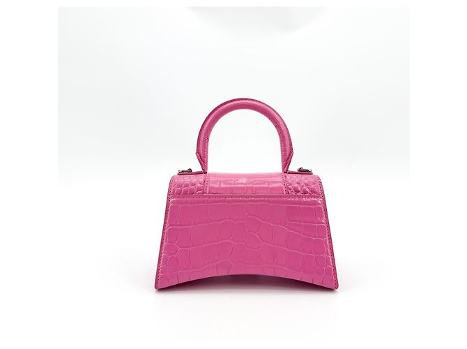 Balenciaga Hourglass Top Handle Crocodile Embossed Leather Mini - vista 2