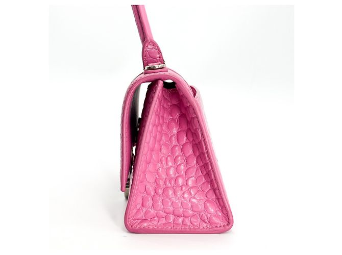 Balenciaga Hourglass Top Handle Crocodile Embossed Leather Mini - vista 3