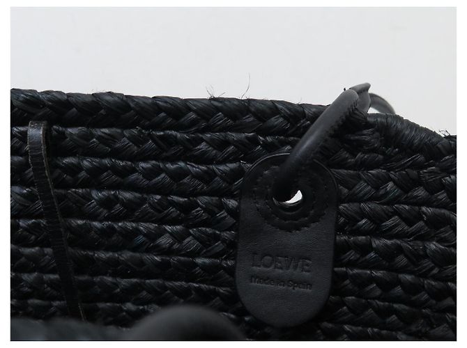 NUOVA BORSA LOEWE PANIER ANAGRAM A22T43X59 IN RAFFIA NERA TOTE HAND BAG - vista 10