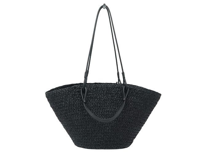 NUOVA BORSA LOEWE PANIER ANAGRAM A22T43X59 IN RAFFIA NERA TOTE HAND BAG - vista 2