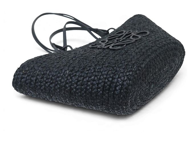 NUOVA BORSA LOEWE PANIER ANAGRAM A22T43X59 IN RAFFIA NERA TOTE HAND BAG - vista 3