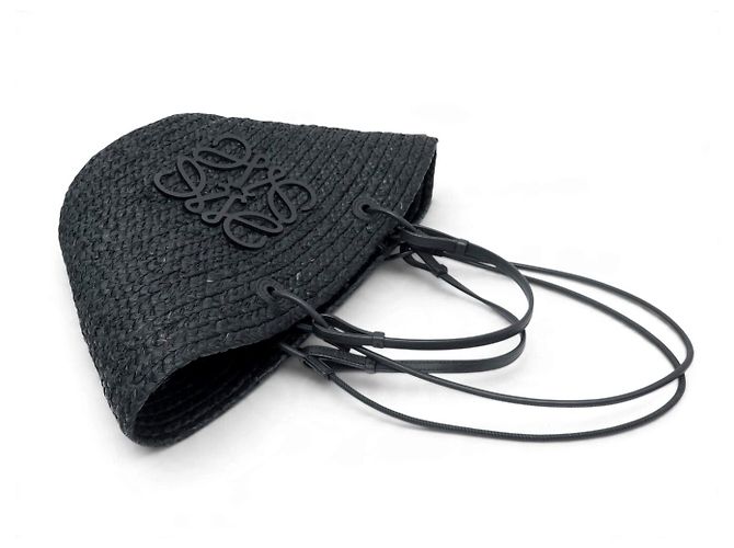 NUOVA BORSA LOEWE PANIER ANAGRAM A22T43X59 IN RAFFIA NERA TOTE HAND BAG - vista 4