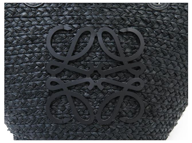 NUOVA BORSA LOEWE PANIER ANAGRAM A22T43X59 IN RAFFIA NERA TOTE HAND BAG - vista 6