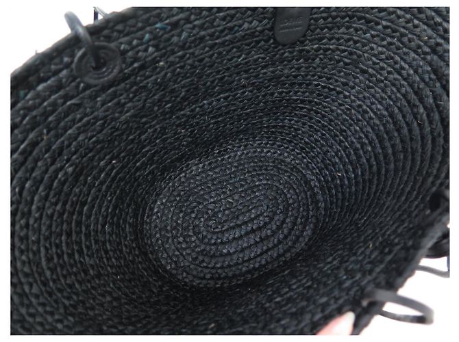 NUOVA BORSA LOEWE PANIER ANAGRAM A22T43X59 IN RAFFIA NERA TOTE HAND BAG - vista 7
