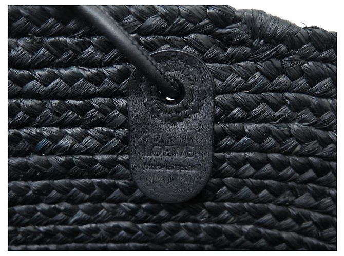 NUOVA BORSA LOEWE PANIER ANAGRAM A22T43X59 IN RAFFIA NERA TOTE HAND BAG - vista 8