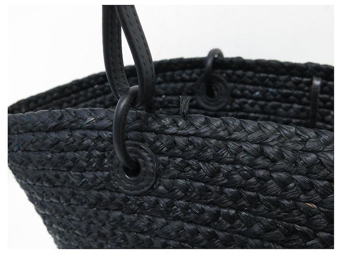 NUOVA BORSA LOEWE PANIER ANAGRAM A22T43X59 IN RAFFIA NERA TOTE HAND BAG - vista 9