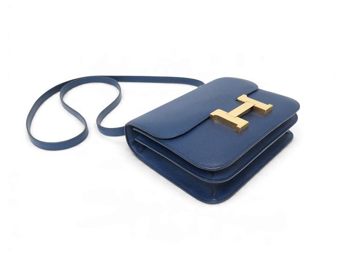 Hermès BORSA A MANO HERMES CONSTANCE 18CM MINI PELLE EPSOM BLU 2023 TRACOLLA HAND BAG - vista 3