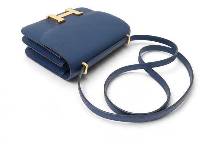 Hermès BORSA A MANO HERMES CONSTANCE 18CM MINI PELLE EPSOM BLU 2023 TRACOLLA HAND BAG - vista 4