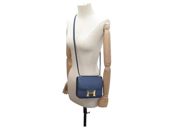 Hermès BORSA A MANO HERMES CONSTANCE 18CM MINI PELLE EPSOM BLU 2023 TRACOLLA HAND BAG - vista 5