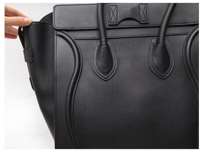 Céline BORSA A MANO CELINE LUGGAGE CABAS IN PELLE NERA MEDIUM - vista 16