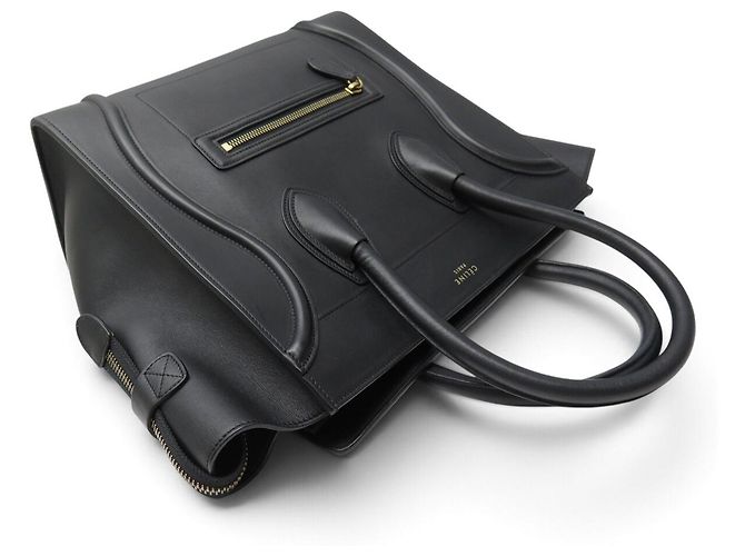 Céline BORSA A MANO CELINE LUGGAGE CABAS IN PELLE NERA MEDIUM - vista 6