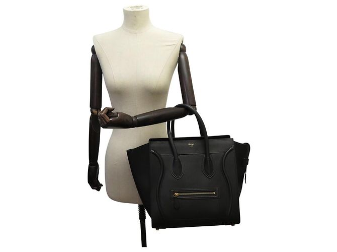 Céline BORSA A MANO CELINE LUGGAGE CABAS IN PELLE NERA MEDIUM - vista 7