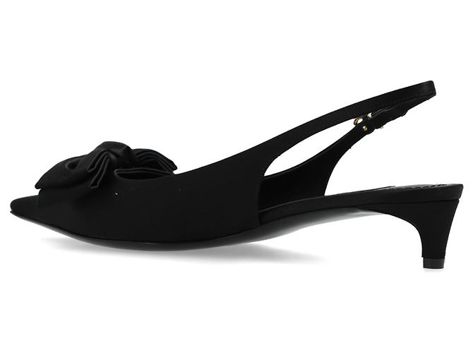 Dolce & Gabbana Schwarze Satin Slingback Pumps mit Schleife - Ansicht 3