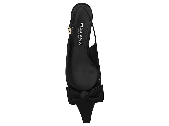 Dolce & Gabbana Schwarze Satin Slingback Pumps mit Schleife - Ansicht 4