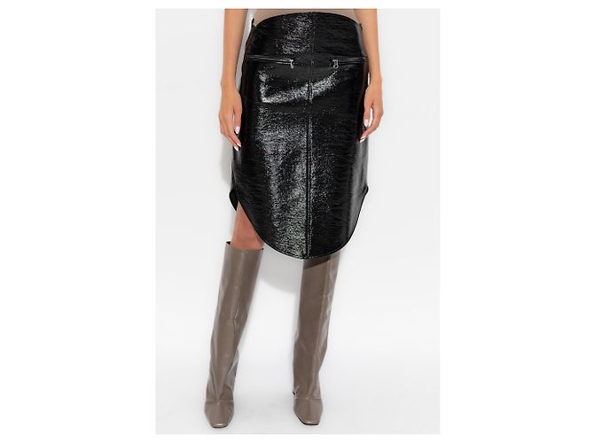 Gonna midi Courreges Logo nera - vista 3