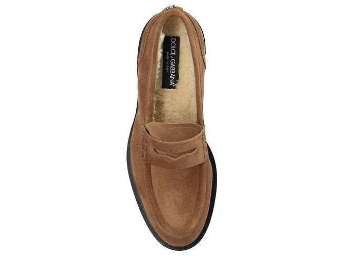 Mocassini in camoscio marrone Dolce & Gabbana - vista 4