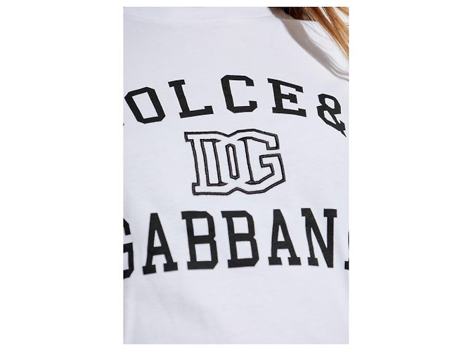 Dolce & Gabbana T-Shirt mit Logo Weiß Baumwolle - Ansicht 3