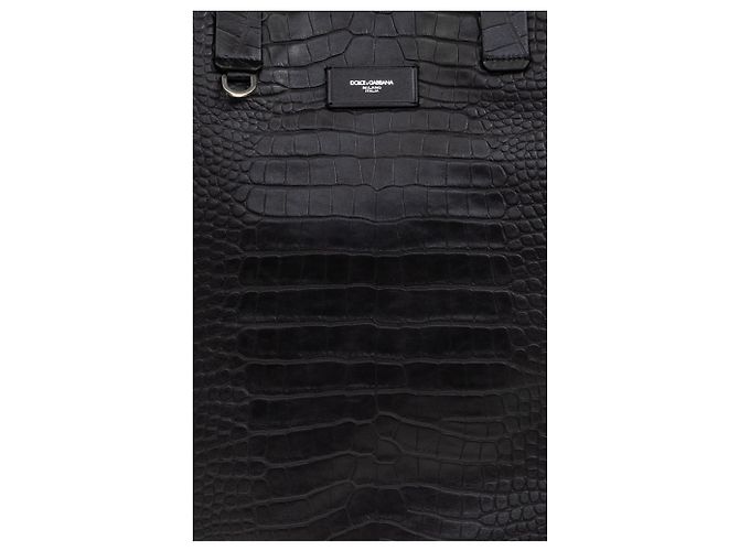 Borsa Duffle Dolce & Gabbana Nera Effetto Coccodrillo - vista 4