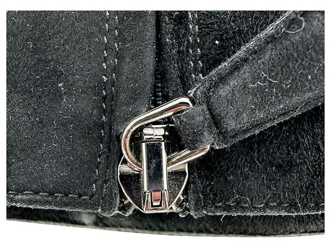 Stivaletti Prada a punta con tacco in camoscio nero - vista 7