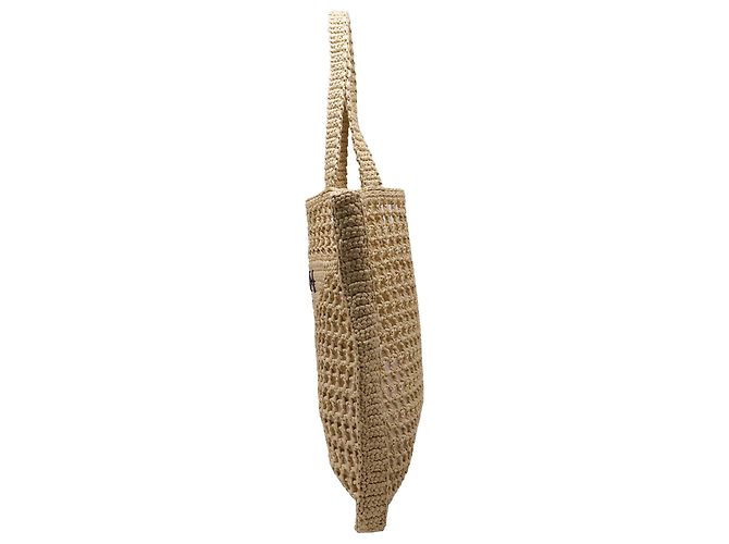 Borsa Tote Prada in crochet in rafia marrone - vista 3