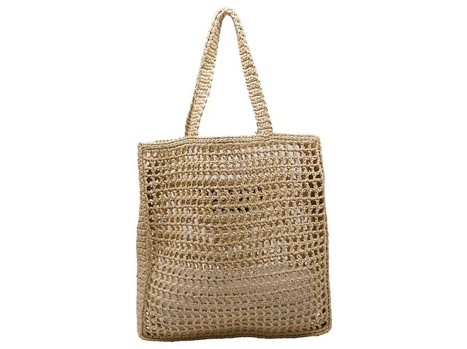 Borsa Tote Prada in crochet in rafia marrone - vista 4