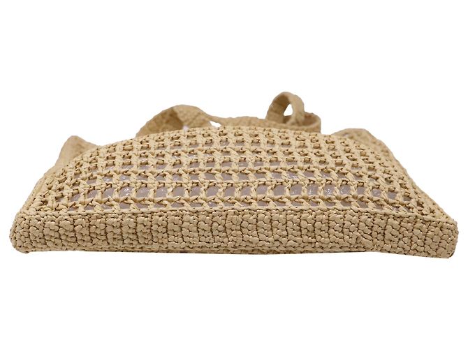 Borsa Tote Prada in crochet in rafia marrone - vista 6