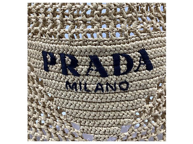 Borsa Tote Prada in crochet in rafia marrone - vista 9