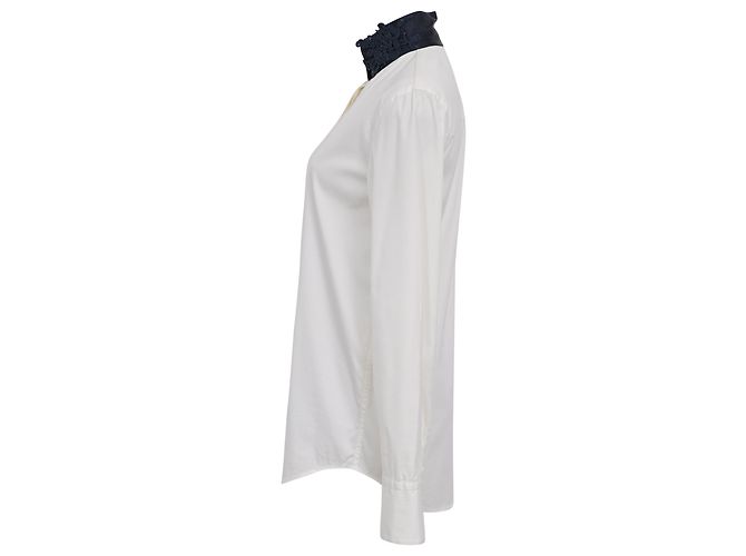 Camisa de cuello adornado Brunello Cucinelli en algodón blanco - vista 2