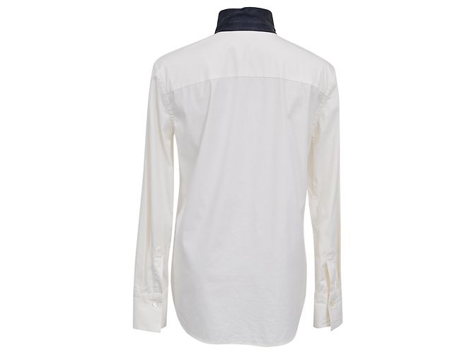 Camisa de cuello adornado Brunello Cucinelli en algodón blanco - vista 3
