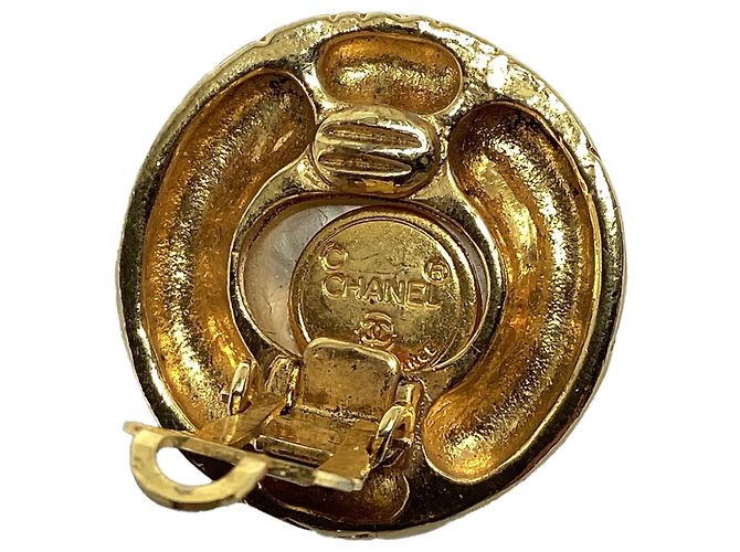 Orecchini a clip Chanel rotondi in perle dorate, Gold Pearl - vista 7
