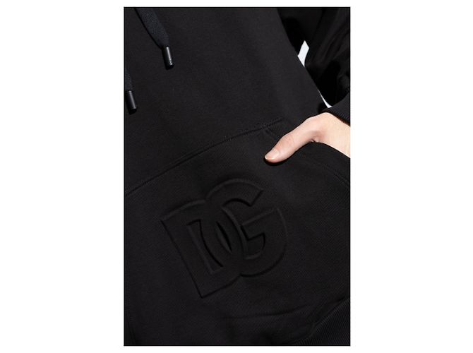 Dolce & Gabbana Schwarzer Baumwoll Hoodie mit DG Logo - Ansicht 3