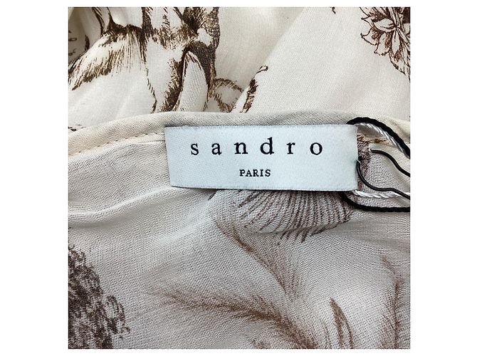 Sandro Printed Midi Dress with Ruffles in Multicolor Viscose - view 8