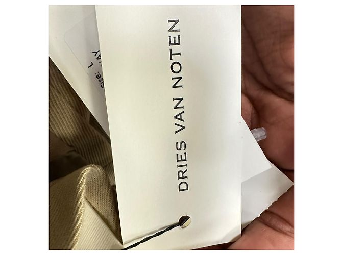 Gabardina monocuello adornada Dries Van Noten en algodón beige - vista 10
