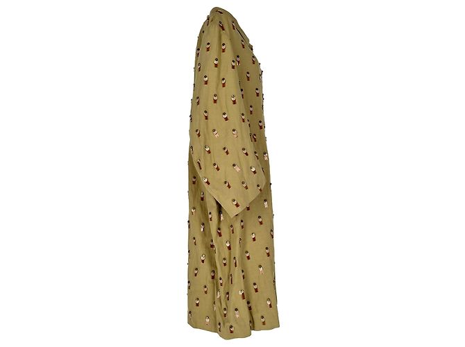 Gabardina monocuello adornada Dries Van Noten en algodón beige - vista 2