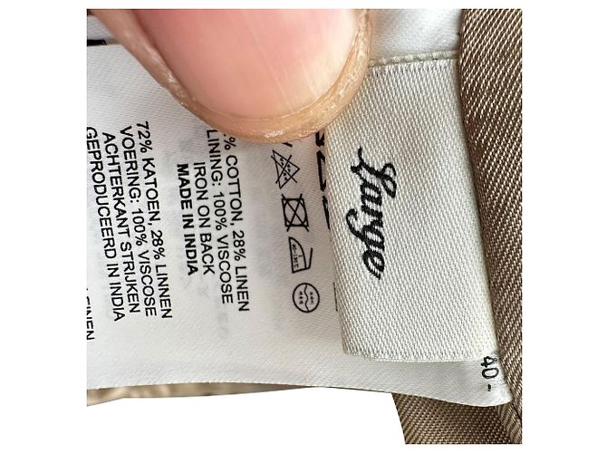 Gabardina monocuello adornada Dries Van Noten en algodón beige - vista 5