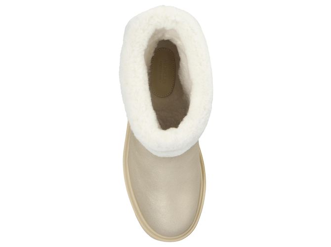 Botas de neve Moncler Aurea em couro bege e pele - vista 3