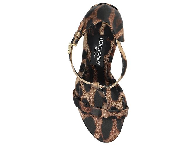 Sandali con plateau Dolce & Gabbana Animalier Marrone Beige - vista 4