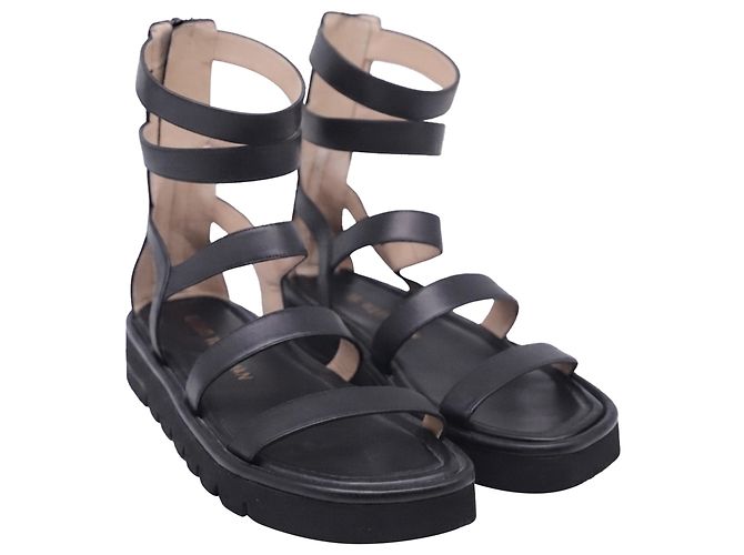 Stuart Weitzman Gala Lift Sandals in Black Leather - view 3