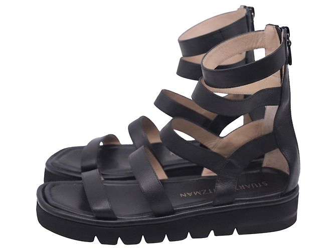 Stuart Weitzman Gala Lift Sandals in Black Leather - view 4
