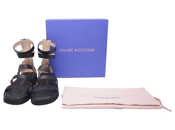 Stuart Weitzman Gala Lift Sandals in Black Leather - view 6