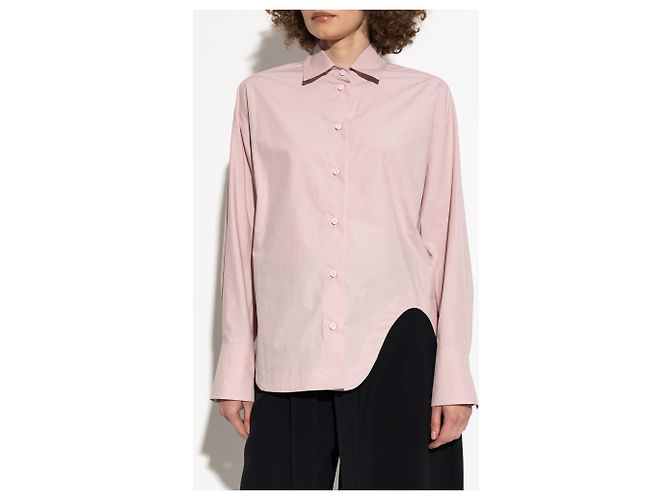 Camisa rosa de algodón asimétrica Attico - vista 3