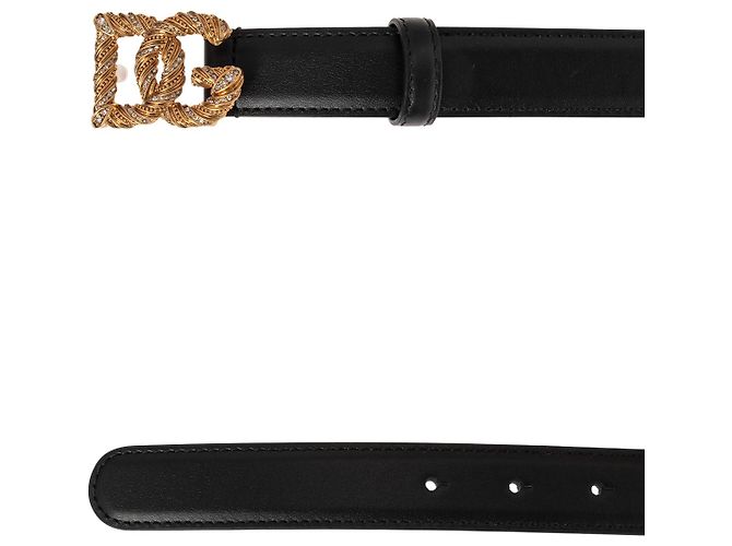 Dolce & Gabbana Ledergürtel Schwarz mit DG Schnalle - Ansicht 4