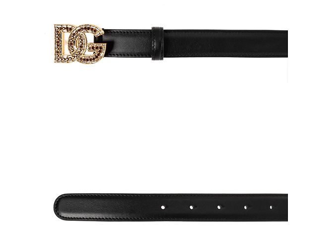 Dolce & Gabbana Ledergürtel mit DG Kristall Schnalle Schwarz - Ansicht 4