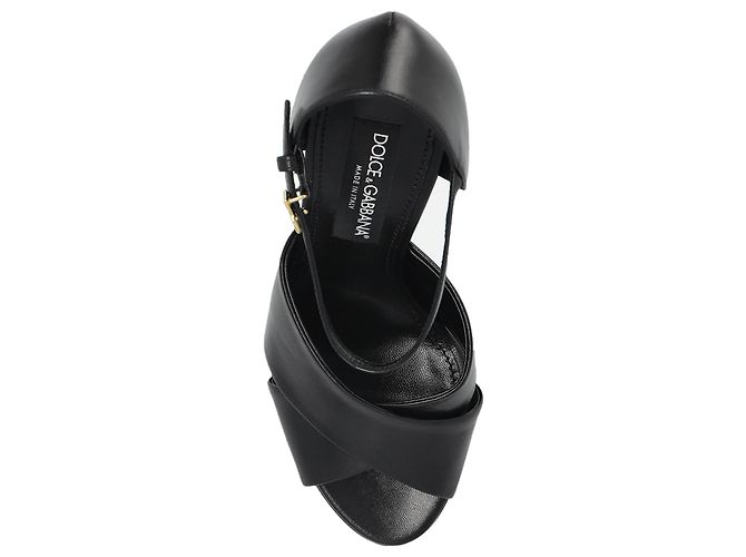 Sandali con platform in pelle nera Dolce & Gabbana - vista 3