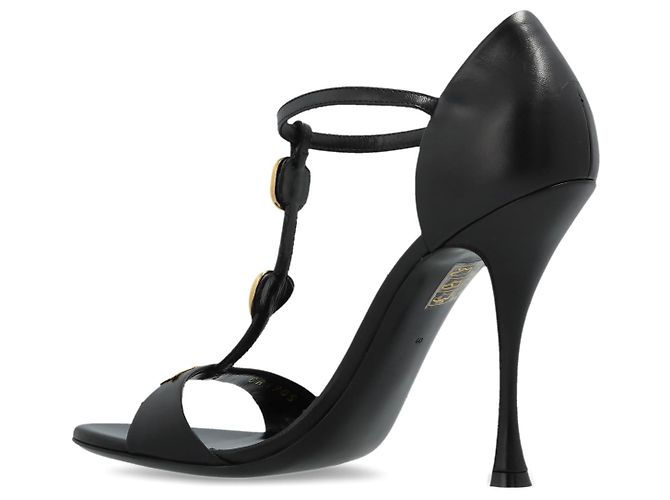 Sandales à talons stiletto Dolce & Gabbana en cuir noir - vue 2