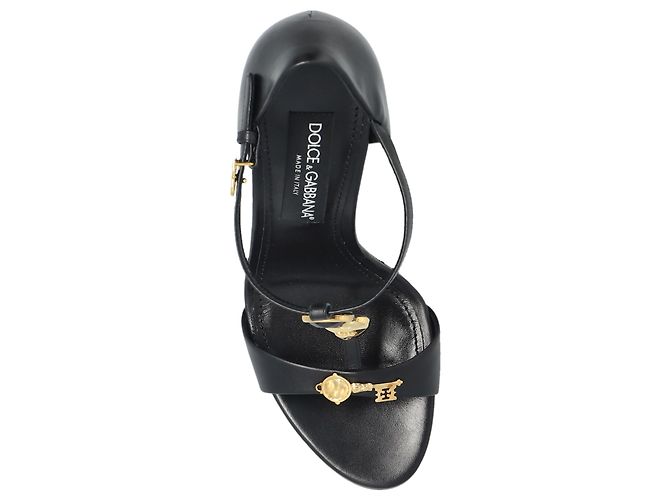 Sandales à talons stiletto Dolce & Gabbana en cuir noir - vue 3
