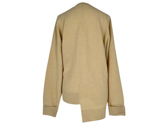 Loewe Asymmetrischer Pullover mit Hirschmotiv aus beiger Wolle - Ansicht 3